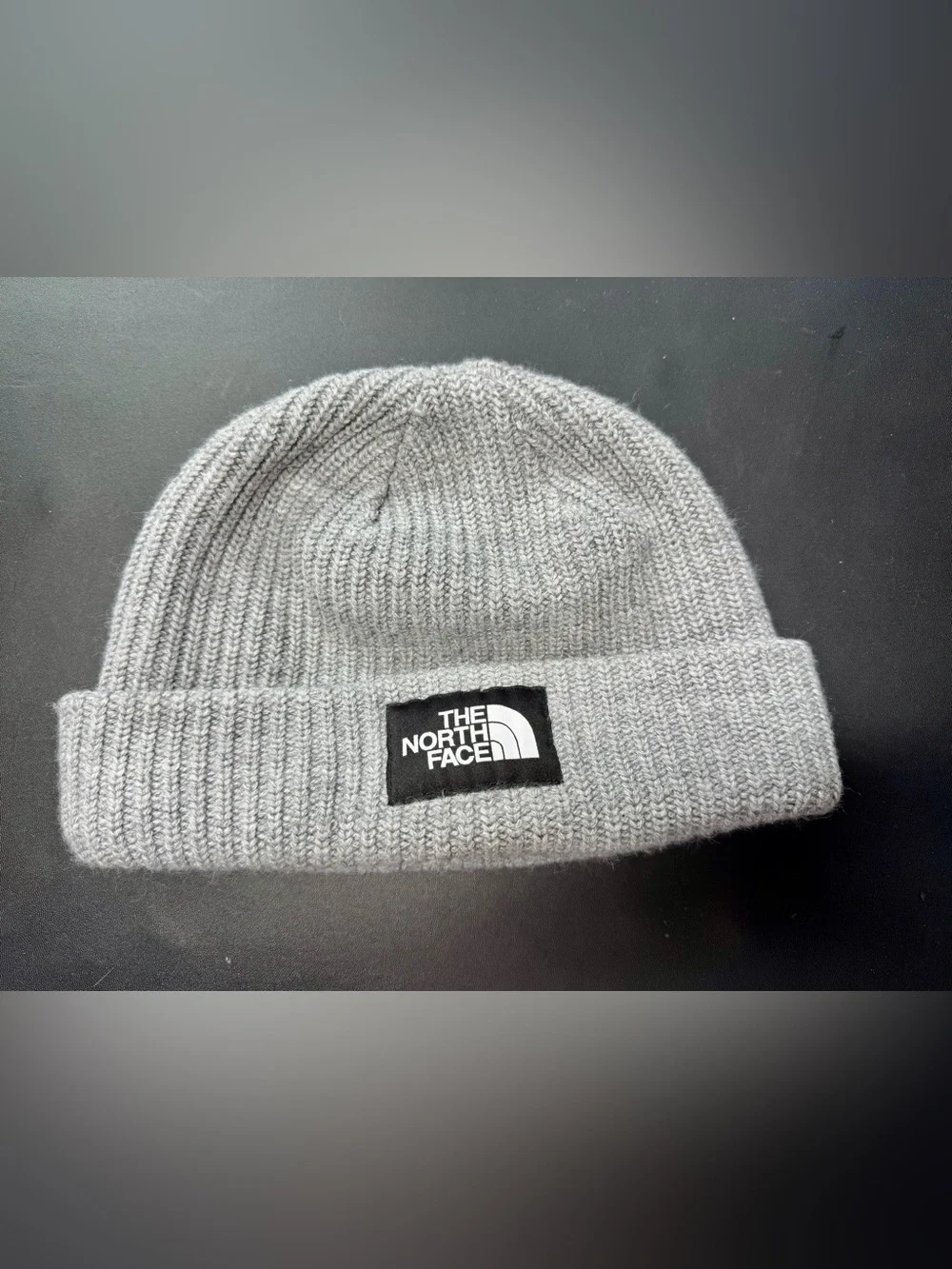 The North Face Men's Light Gray Ribbed Cuff Beanie